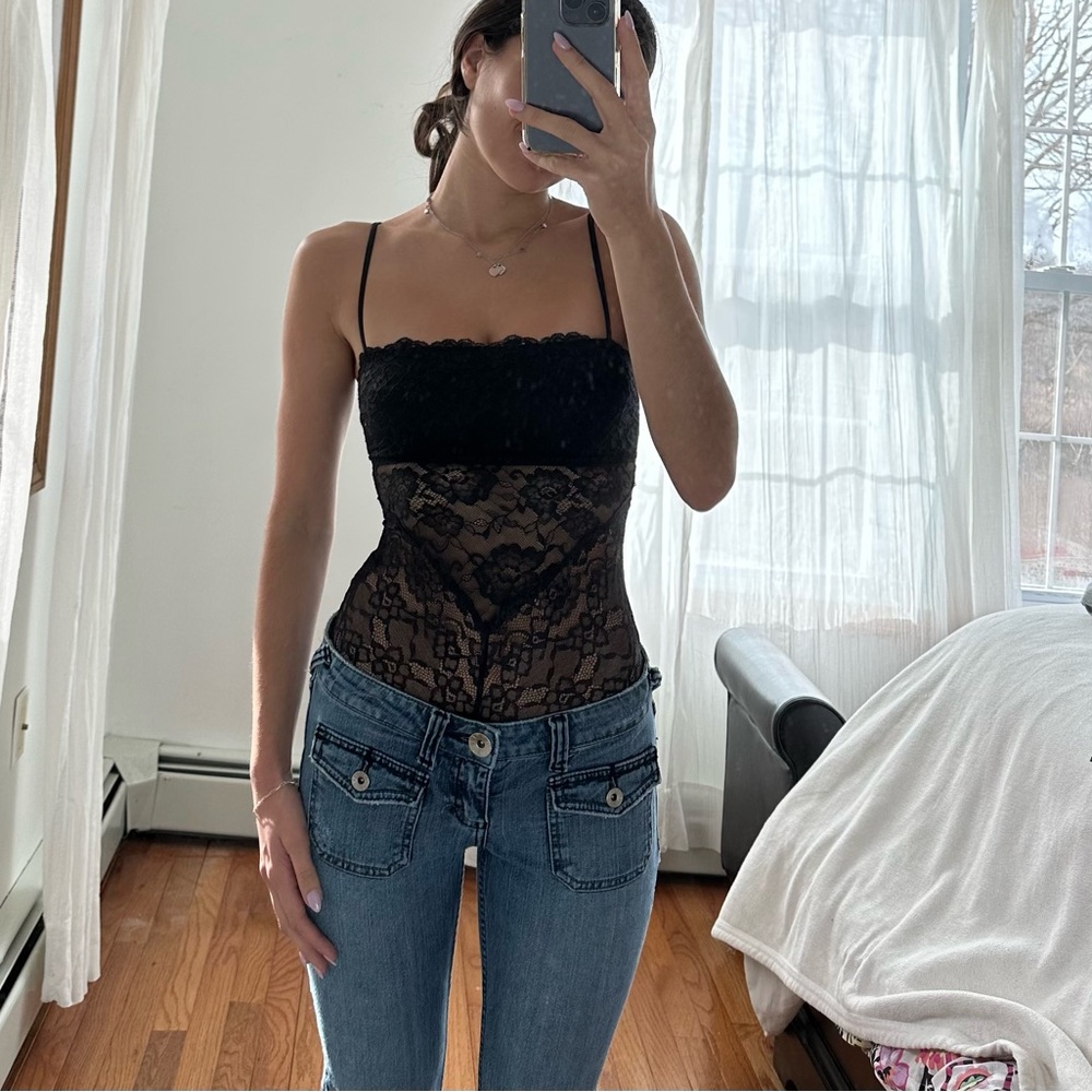 H&M. Black Lace Bodysuit XS